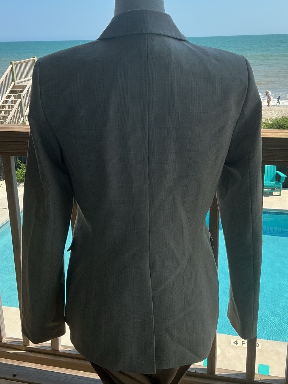 Calvin Klein Taupe Plaid Tailored Blazer - Picture 8 of 14
